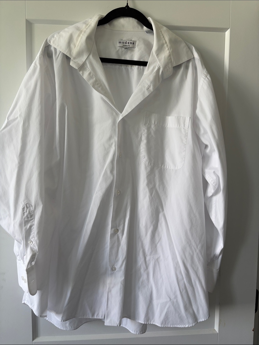 Modena Men's White Dress Shirt with Chest Pocket